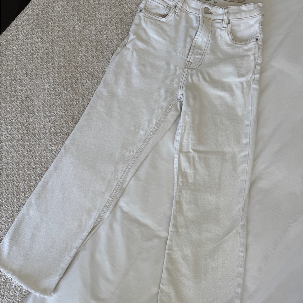 Mango Women's Cream Straight Leg Jeans